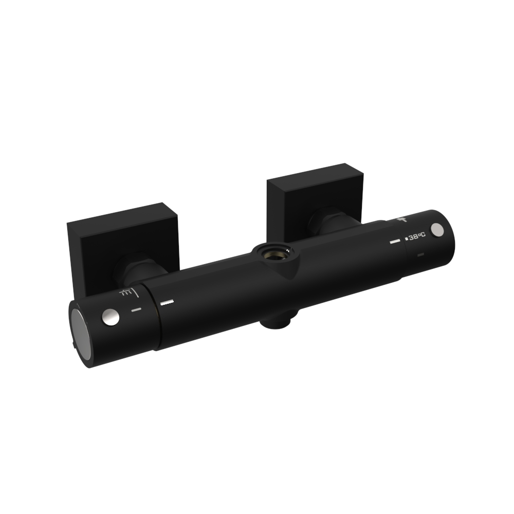 Bild von Ramon Soler Termoarola Thermostat Brausebatterie schwarz matt mit integriertem Umsteller für Regenbrause 261203S