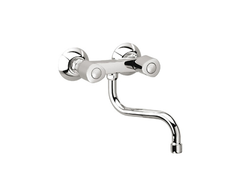 Bild von Ramon Soler ECO Ceramic Wand-Mischbatterie 110 mm mit schwenkbarem niedrigen Rohrauslauf von 21 cm 7019 CB 21