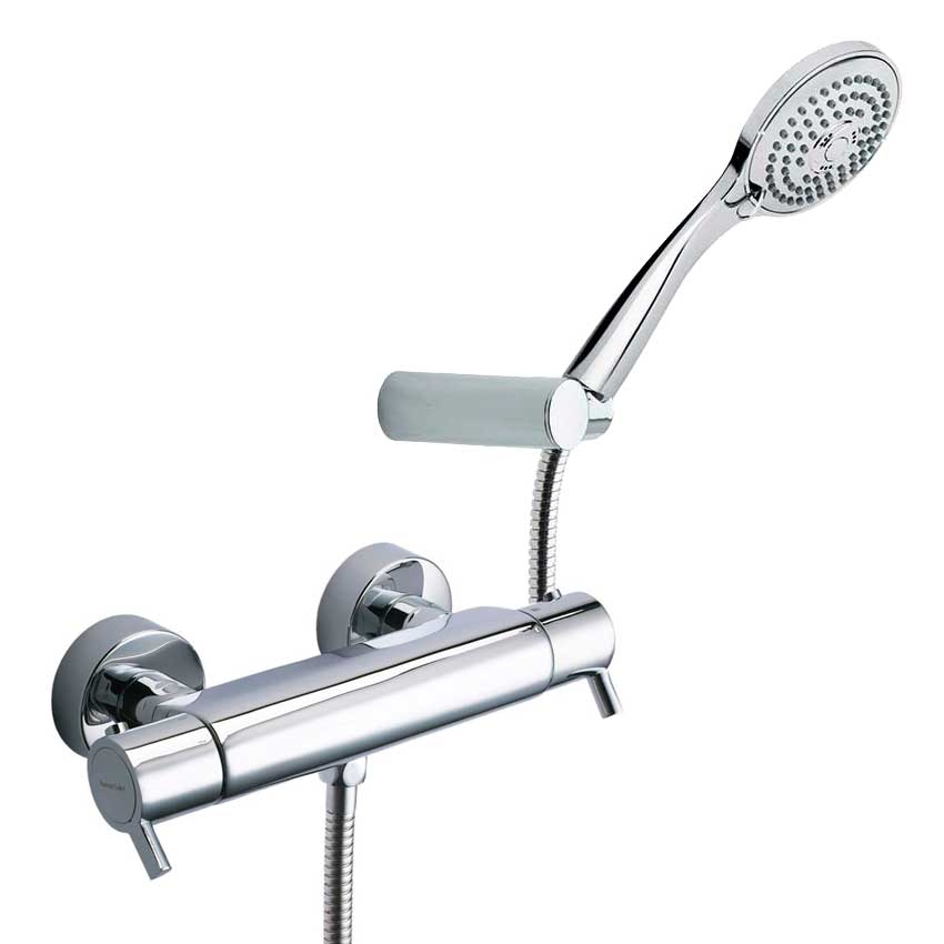 Bild von Ramon Soler Drako Thermostat Brausebatterie mit integriertem Umsteller incl. Massage Handbrauseset T3 333402T3