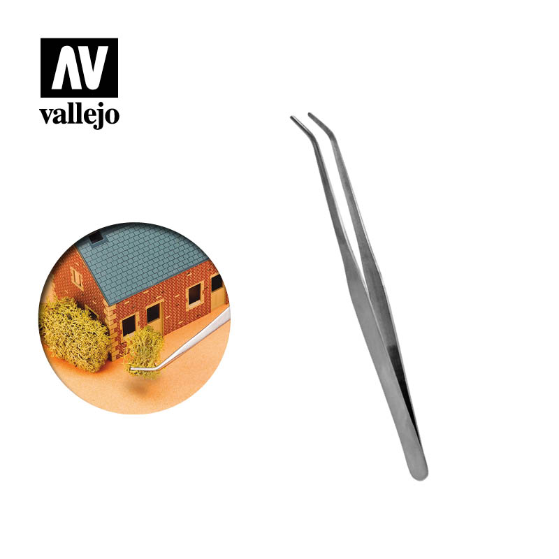 Bild von Vallejo Curved Tip Stainless Steel Tweezers 175mm T12009 lange gebogene Pinzette