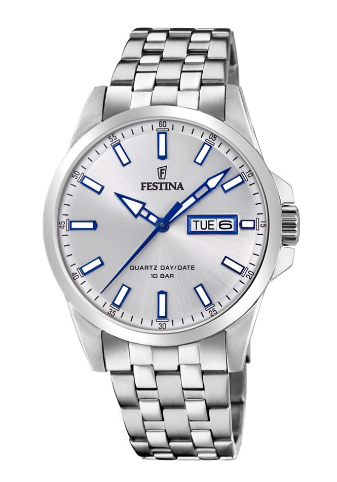 Bild von Festina Quarzuhr Festina Herren Uhr F20357/1 Edelstahl, (Analoguhr), Herren Armbanduhr rund, Edelstahlarmband silber