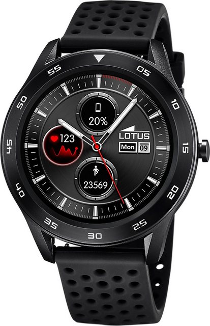 Bild von Lotus Multifunktionsuhr Lotus Herrenuhr Silikon schwarz Lotus, (Multifunktionsuhr), Herren Armbanduhr rund, extra groß (ca. 48,9mm), Edelstahl