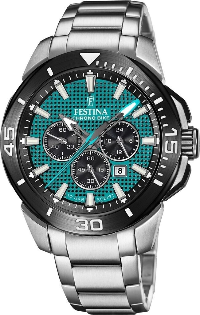 Bild von Festina Chronograph Festina Herrenuhr Edelstahl silber, (Chronograph), Herren Armbanduhr rund, Edelstahlarmband silber, Sport
