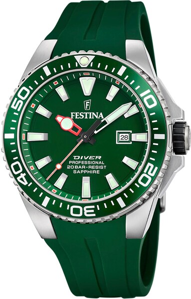 Bild von Festina Quarzuhr »Diver Collection, F20664/2«, Armbanduhr, Herrenuhr, Taucheruhr, Silikonarmband, Datum