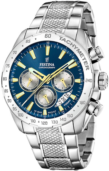 Bild von Festina Chronograph Festina Herrenuhr Edelstahl silber, (Chronograph), Herren Armbanduhr rund, Edelstahlarmband silber, Elegant