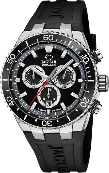 Bild von Jaguar Chronograph Ceramic J1021/3, Quarzuhr, Armbanduhr, Herrenuhr,Swiss Made,Stoppfunktion,Kautschukband