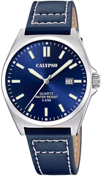 Bild von CALYPSO WATCHES Quarzuhr Basic K5868/3, Armbanduhr, Herrenuhr, Lederarmband, analog, Tag