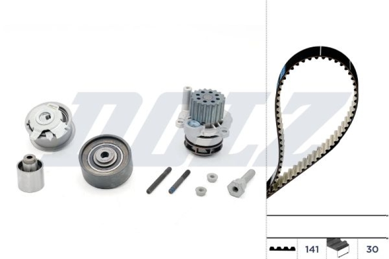 Bild von DOLZ KD048 Wasserpumpe + Zahnriemensatz Wasserpumpe + Zahnriemenkit 141 30,0 AUDI: A3 Sportback, A3 Hatchback, VOLKSWAGEN: Passat B6 Variant, Golf 5