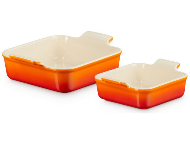 Bild von LE CREUSET Auflaufform Auflaufform Tradition quadratisch ofenrot 2tlg, Steinzeug