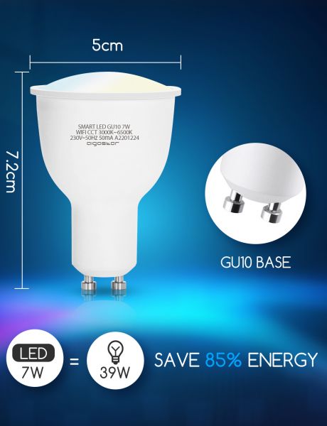 Bild von Smart LED Leuchtmittel GU10 CCT 7W 450lm 3000K-6500K