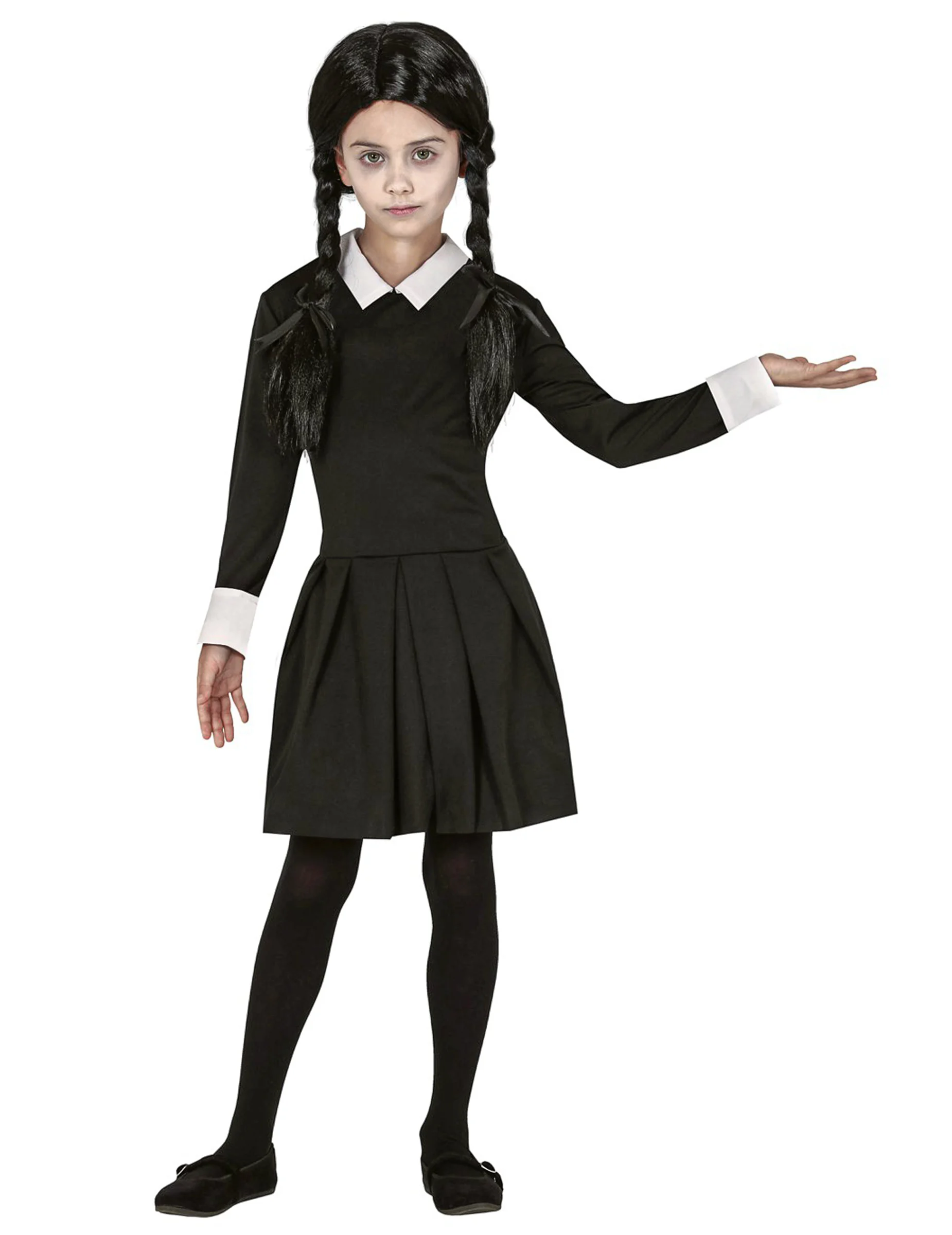 Bild von Gothic-Kind Kostüm für Mädchen Halloween-Kostüm schwarz-weiss