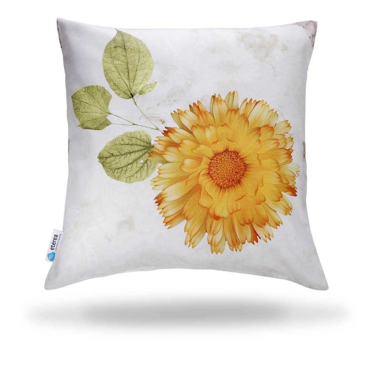 Bild von etérea Dekokissen Kissenhülle Blume Margot Gelb 40x40 cm