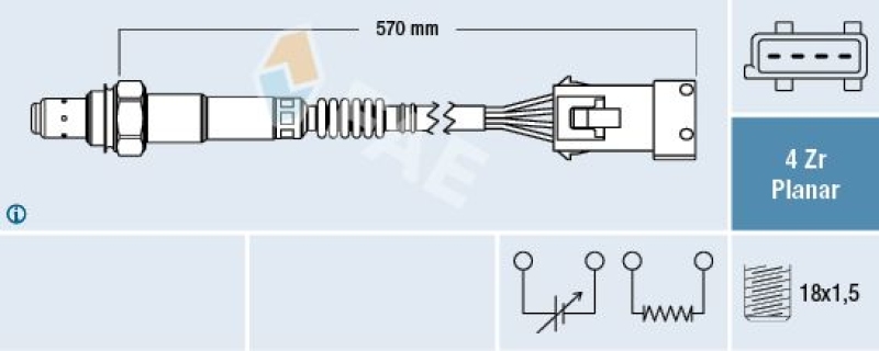 Bild von FAE 77240 Lambdasonde Regelsonde, Lambda Sensor PEUGEOT: 207 Hatchback, 206 Hatchback, 308 I Hatchback, CITROËN: C4 I Hatchback, Nemo Van