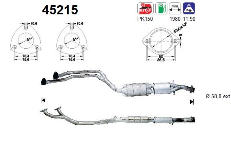 Bild von AS Katalysator  für BMW 18301728260 45215