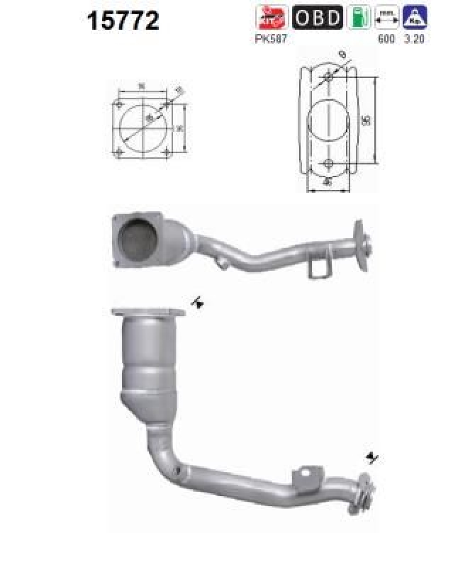 Bild von AS 15772 Katalysator 600 CITROËN: C2 Hatchback