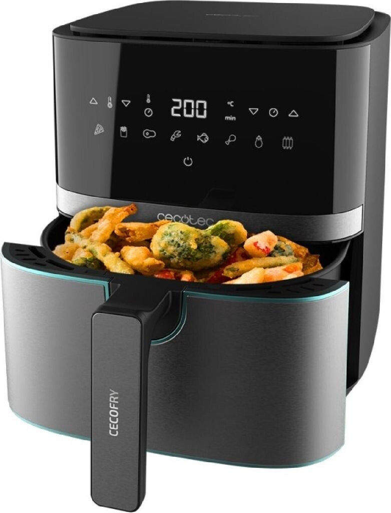 Bild von Cecotec Heißluftfritteuse 5,5 L Cecofry Full InoxBlack Pro 5500. 1700 W, Fritteuse ohne Öl, Diät und Digital, Touchpad, Edelstahl-Finish, PerfectCook-Technologie, Thermostat, 8 Modi