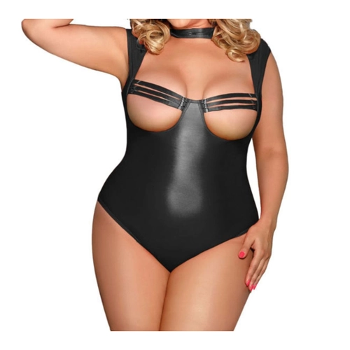Bild von Verführerischer Wetlook-Body mit offenen Cups