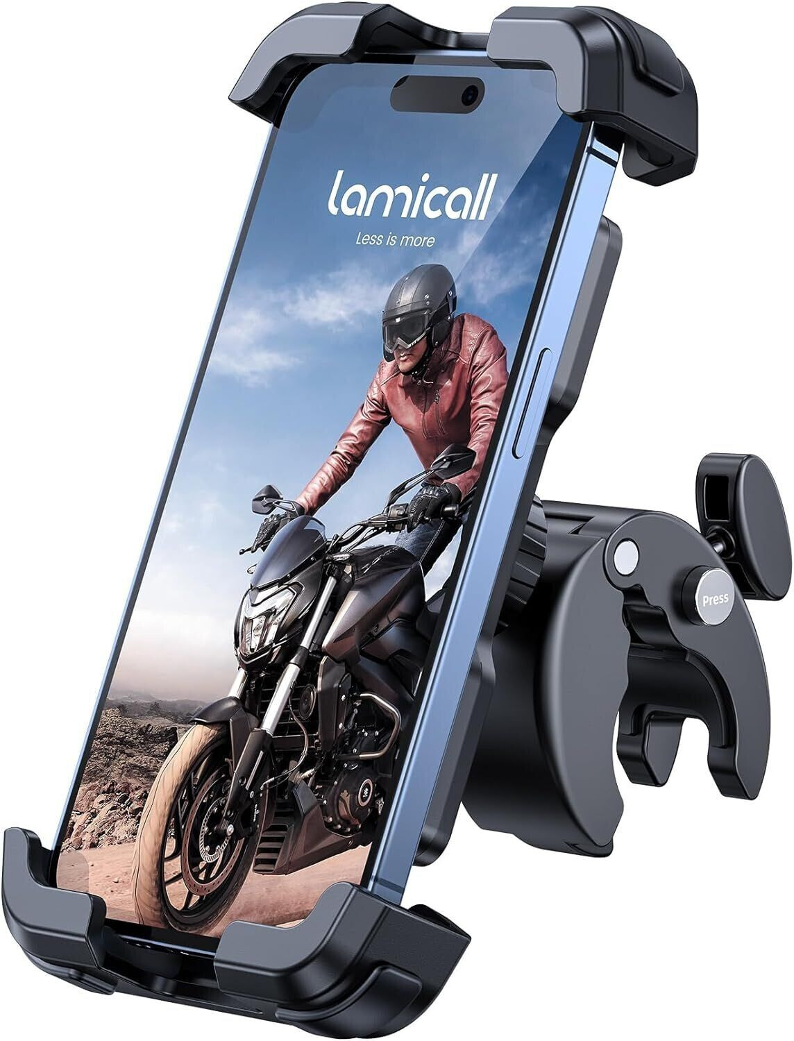 Bild von Lamicall Handyhalterung Motorrad, Handyhalter Fahrrad - 2024 Universal 360° Lenker Halter für iPhone 16 15 14 Pro Max Plus, SE, 13 12 Pro Max Mini, 11 Pro Max, Xs, XR, X, 8, 7, Samsung S23, Smartphone