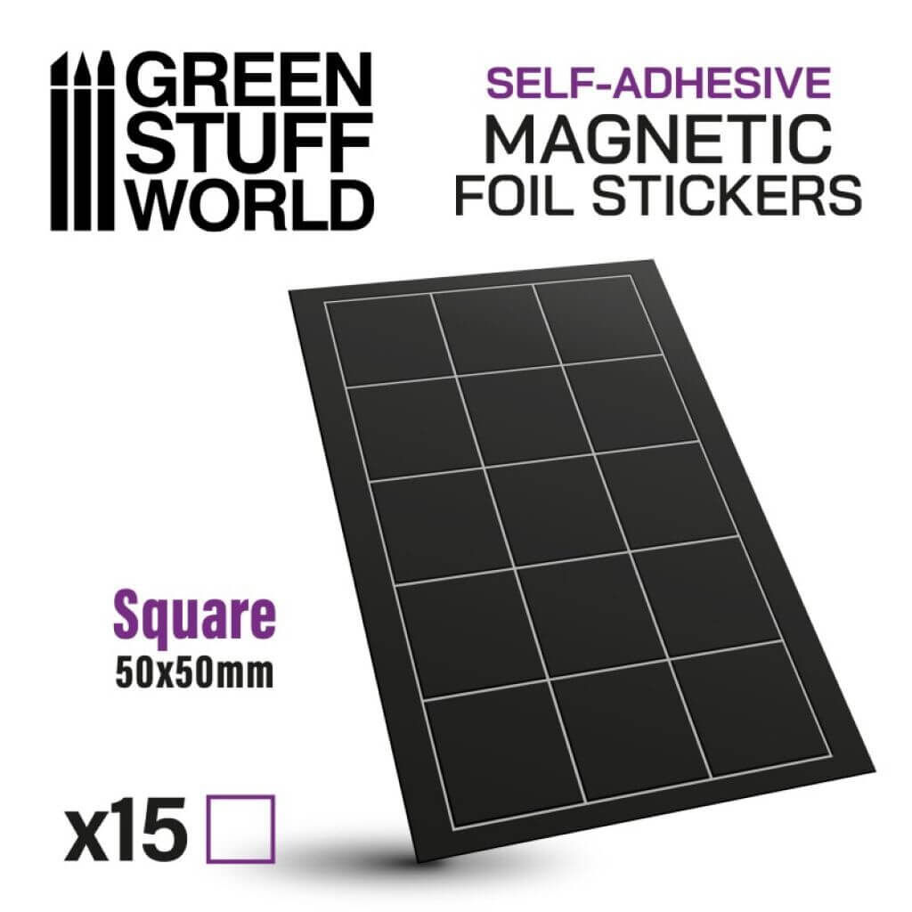 Bild von Green Stuff World Magnetbases Eckig 50x50mm 15x selbstklebend Magnet Sticker