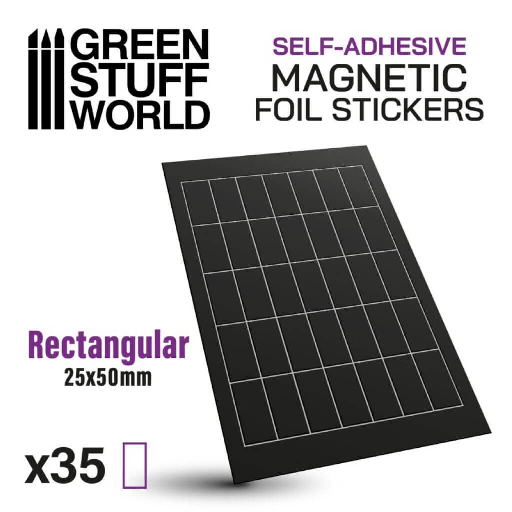 Bild von Green Stuff World Magnetbases Eckig 25x50mm 35x selbstklebend Magnet Sticker