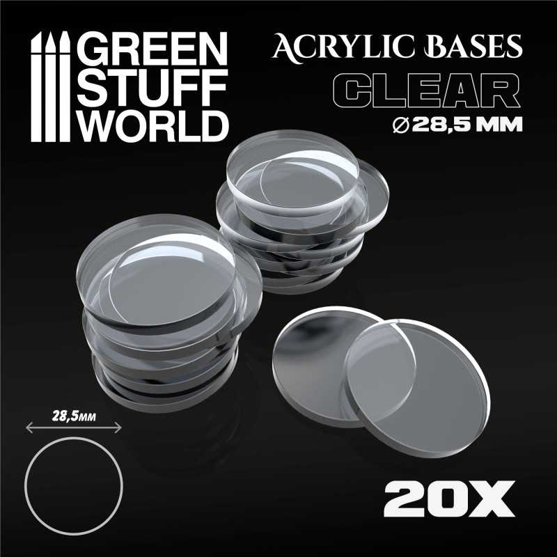 Bild von Green Stuff World Acryl Bases Rund 28,5mm x20 Acrylic bases round clear