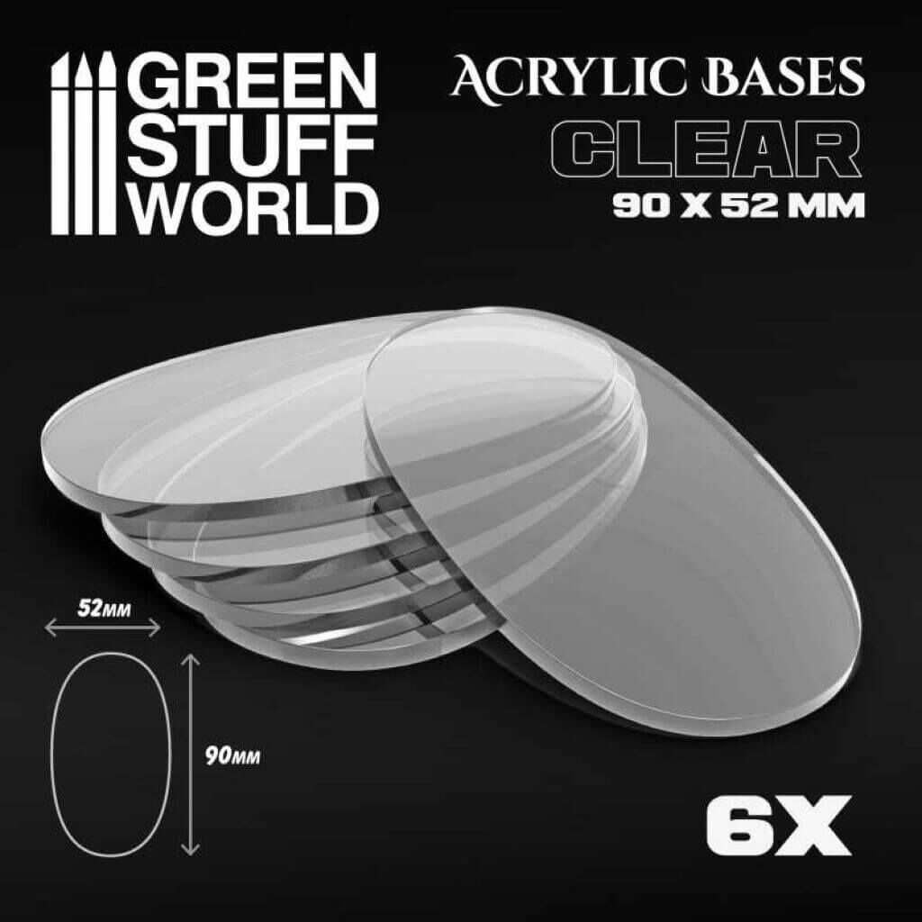 Bild von Green Stuff World Acryl Bases Oval 90x52mm x6 Acrylic bases clear