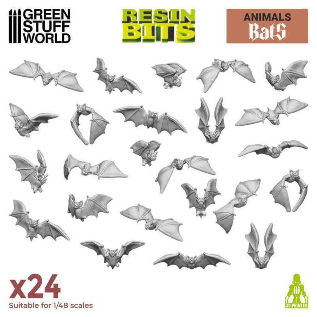 Bild von Green Stuff World Fledermäuse Set (24) 3D printed set Bats