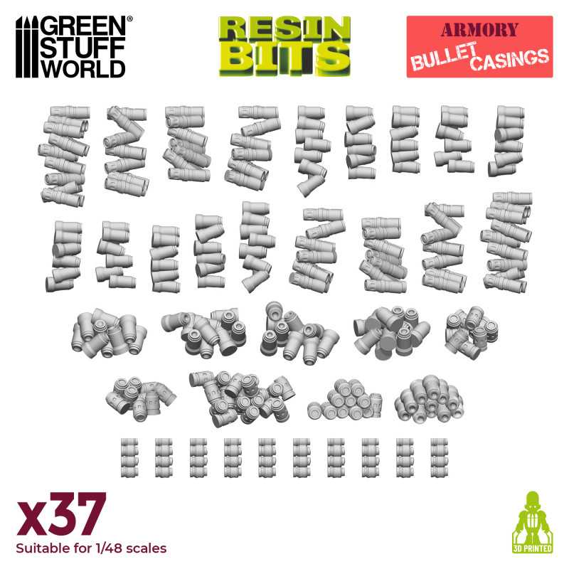 Bild von Green Stuff World Geschosshülsen Set (37) 3D printed Bullet Casings Set