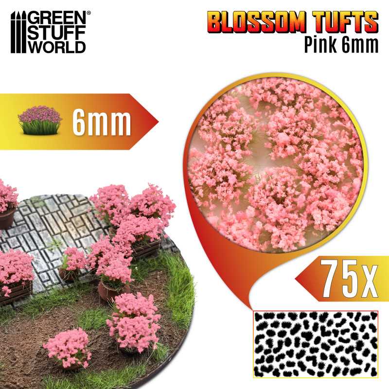 Bild von Green Stuff World Blumenbüschel Tufts Rosa Blumen 6mm Flowers Blossom Terrain