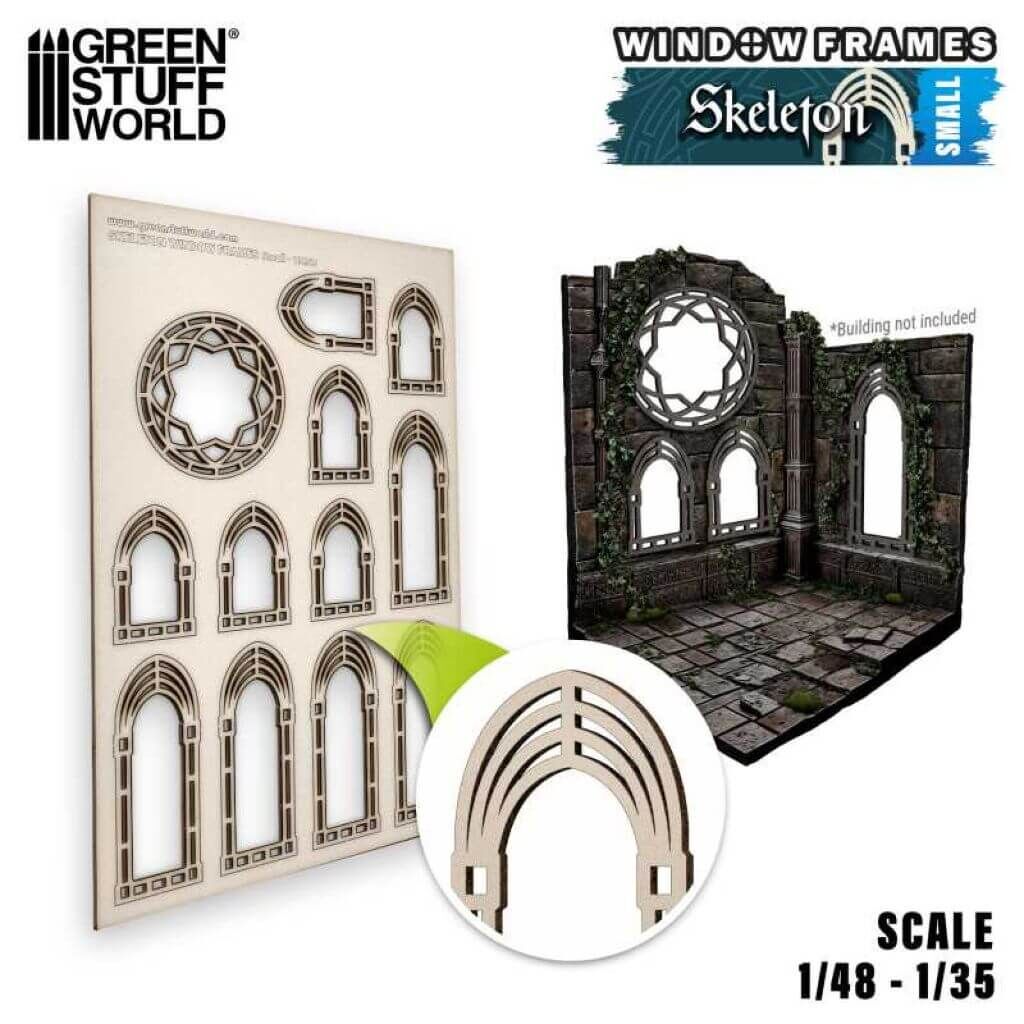Bild von Green Stuff World Miniatur Fenster Skelette klein Diorama Windows