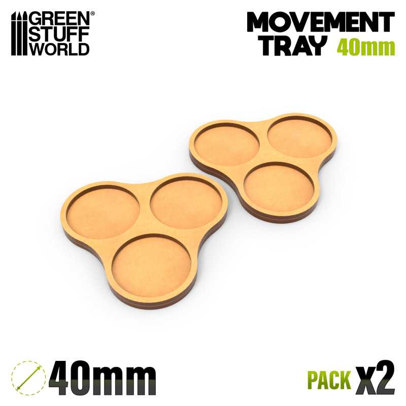 Bild von Green Stuff World MDF Movement Trays 40mm x3 Skirmish Movement Tray Bases