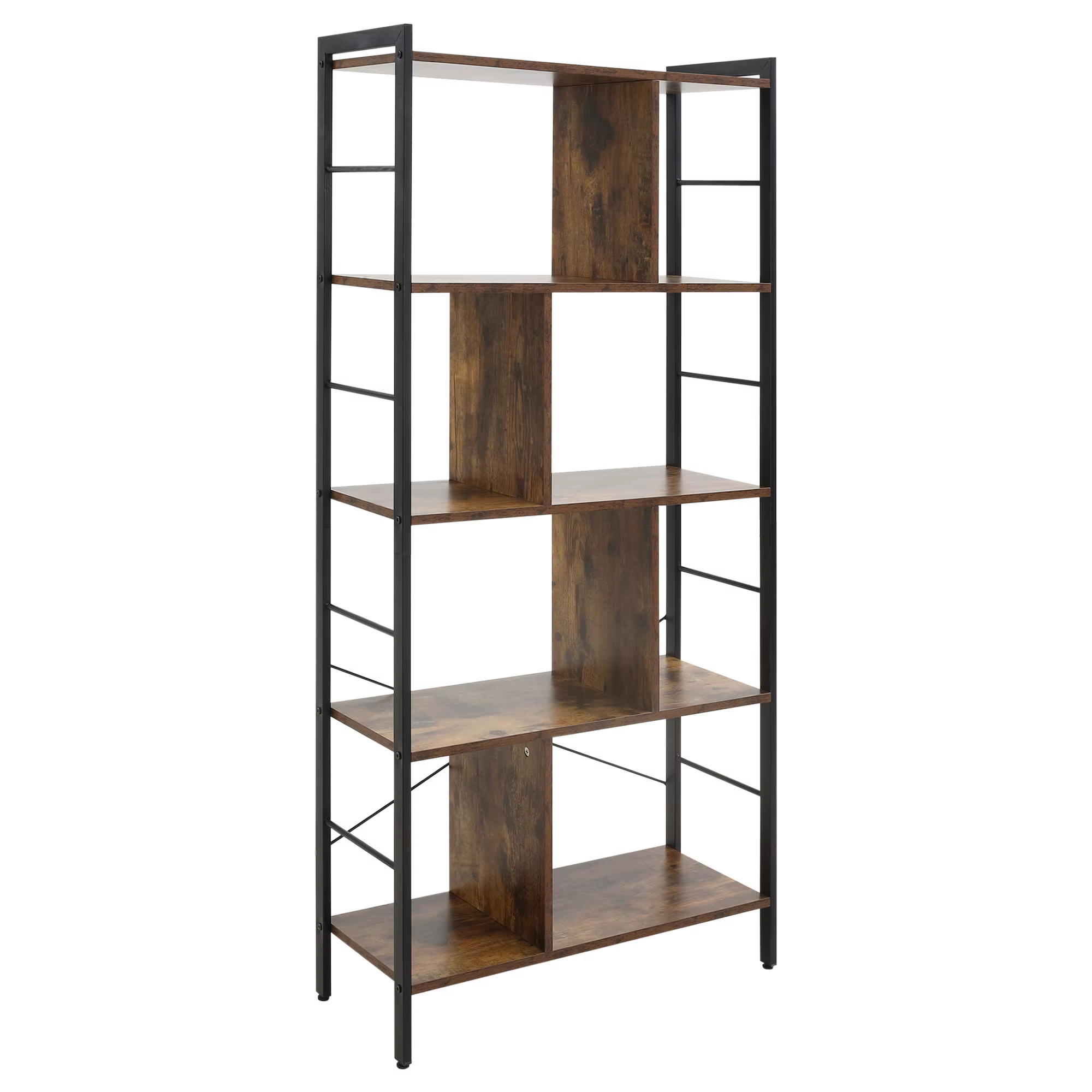 Bild von Homcom 4-stufiges Bücherregal im Industries til 74x30x157,5 cm braun