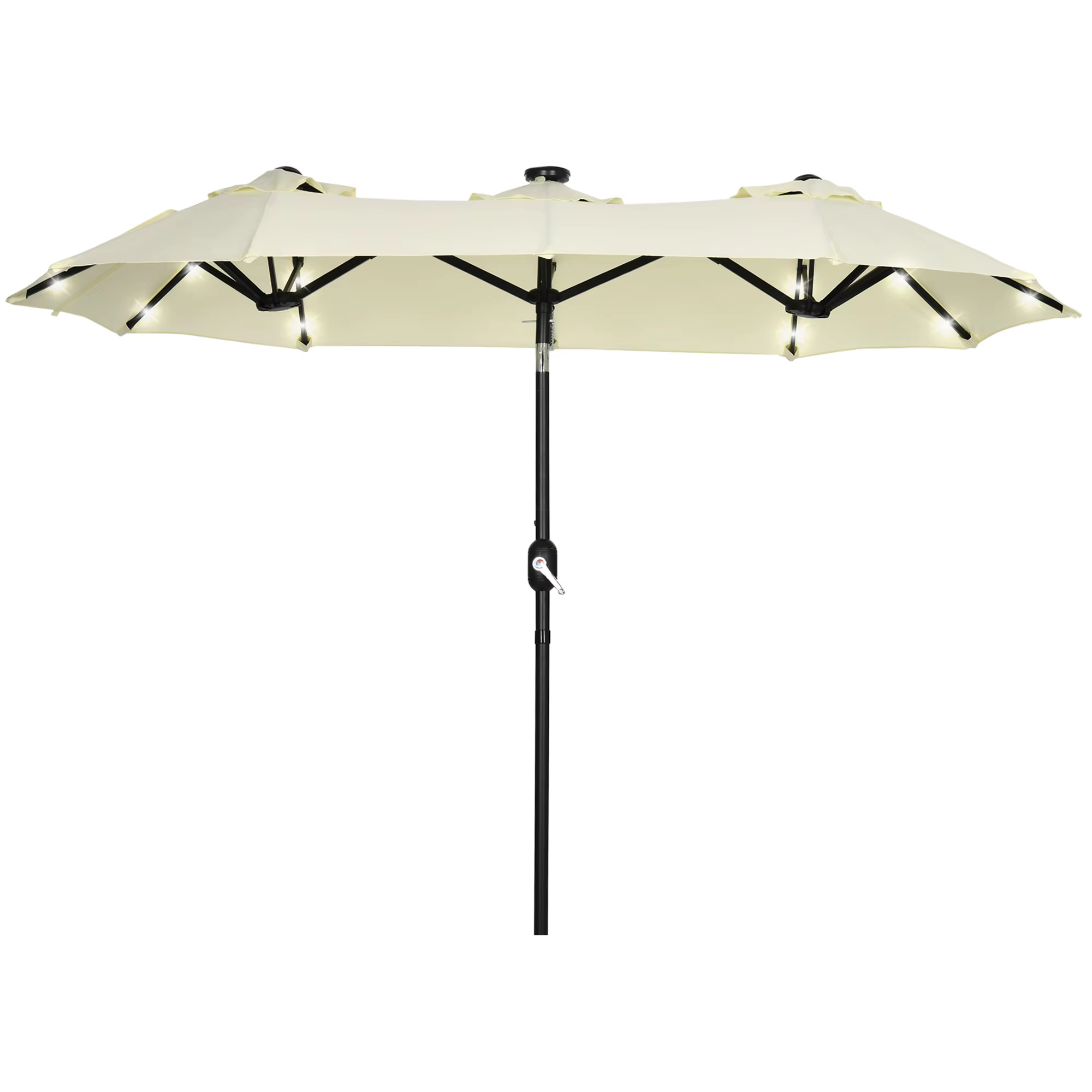 Bild von Out sunny doppelter Sonnenschutz mit LED-Leuchten 280x146x227 cm Neigung 45 ° beige