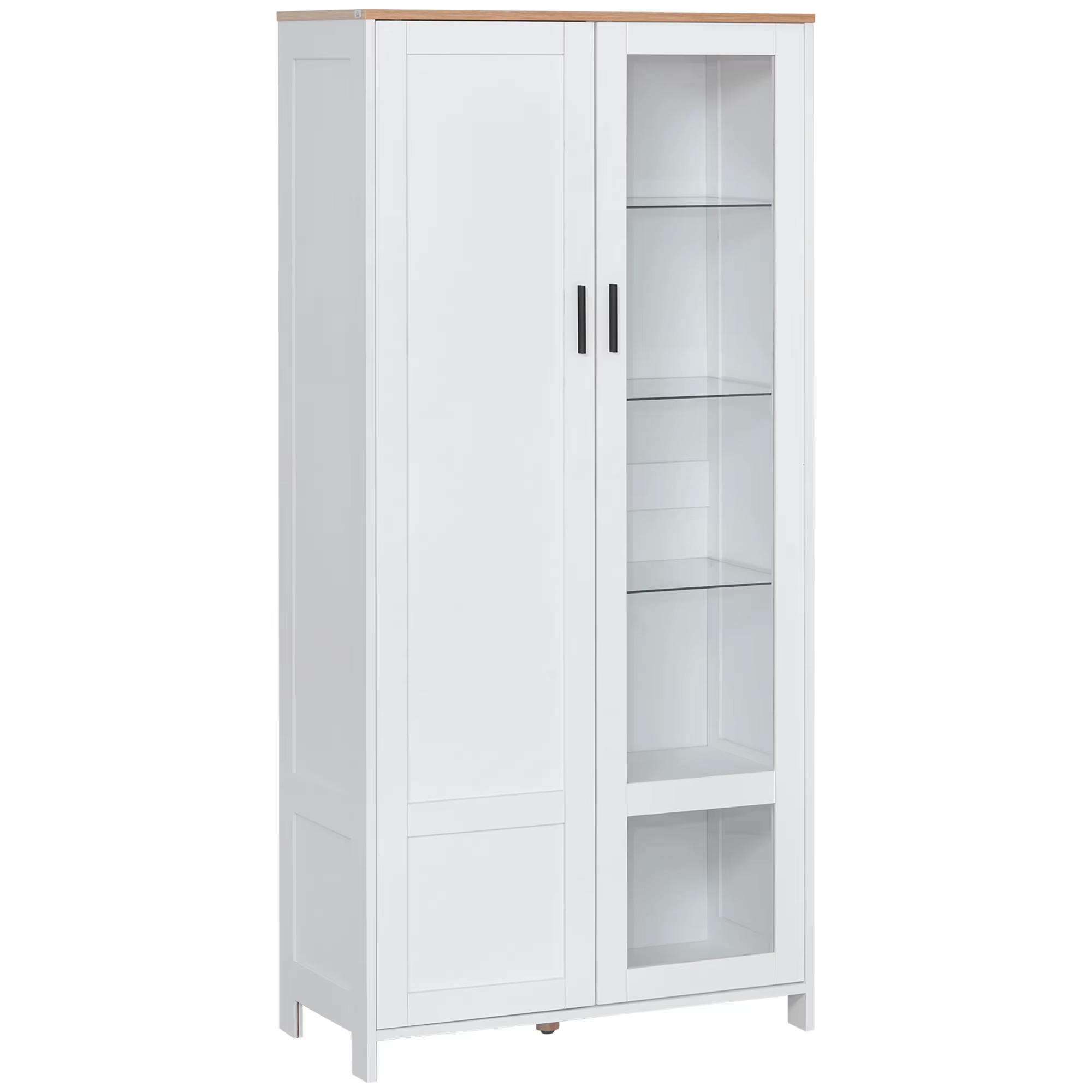 Bild von Homcom Küchen schrank mit Glastür für Wohnzimmer 76x36x160 cm weiß