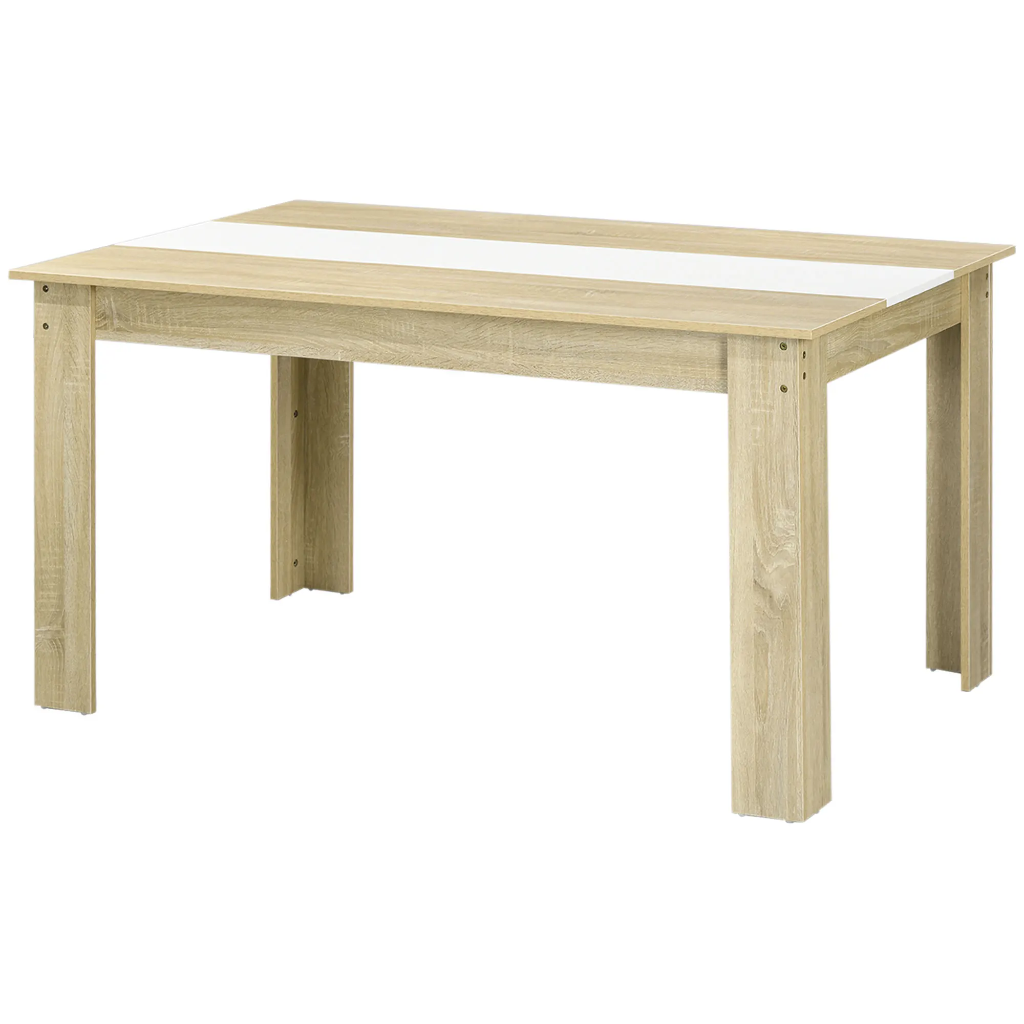 Bild von Homcom moderner Esstisch für 4-6 Personen 140x89,5x75 cm Weiß und Eiche