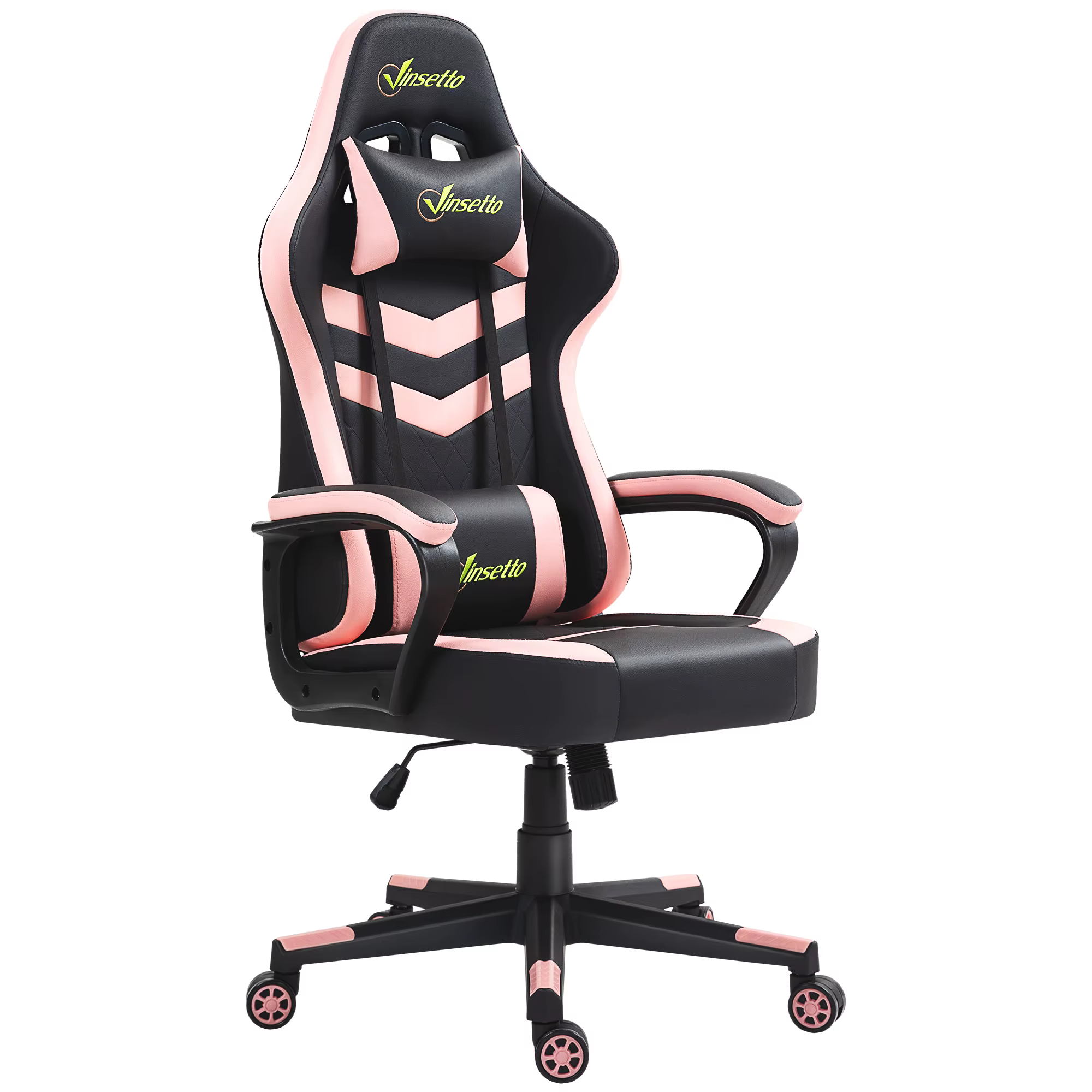 Bild von Vinsetto Swing Gaming Stuhl mit höhen verstellbarer rosa Kopfstütze