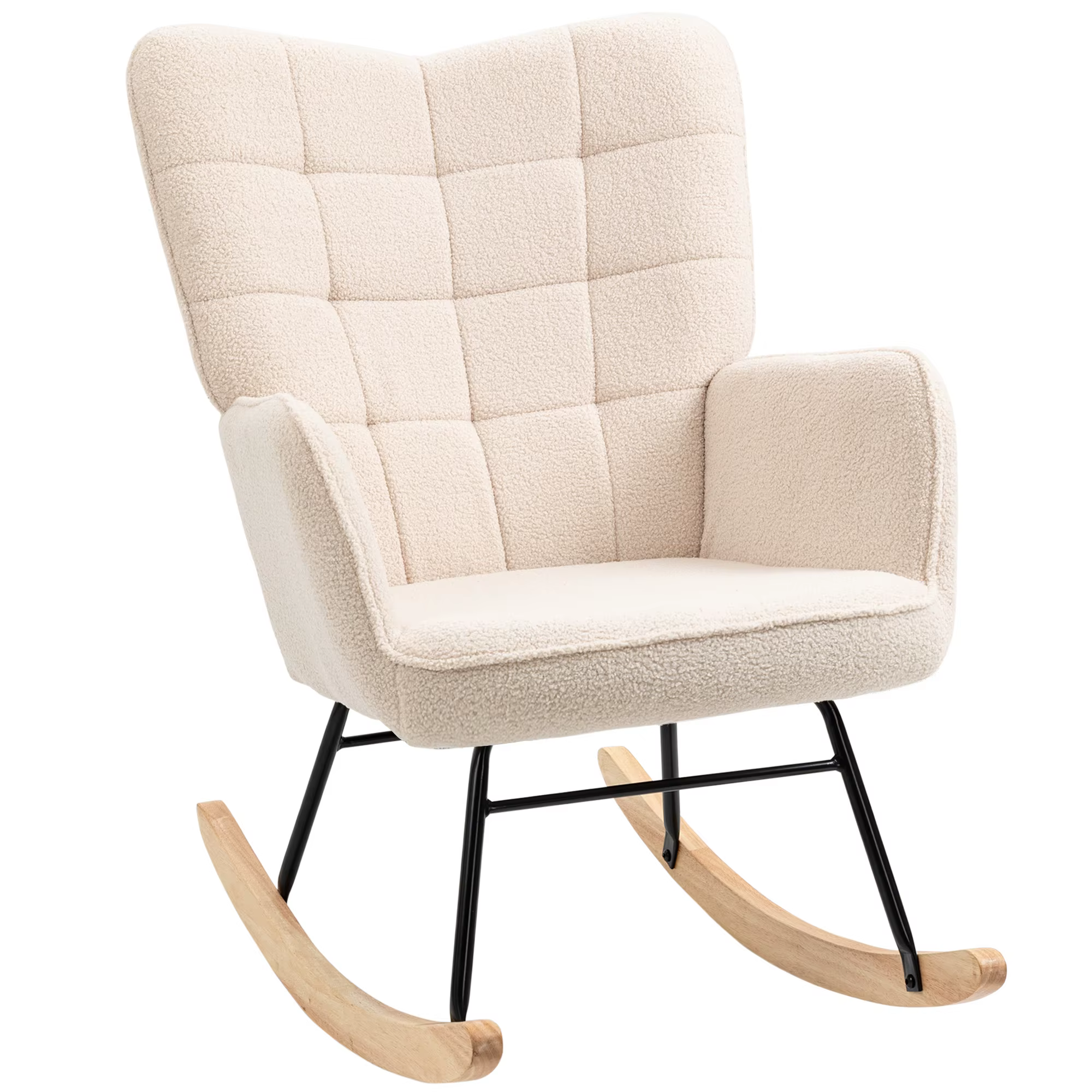 Bild von Homcom Buchenholz Beine mit 120 kg beige Schaukel stuhl