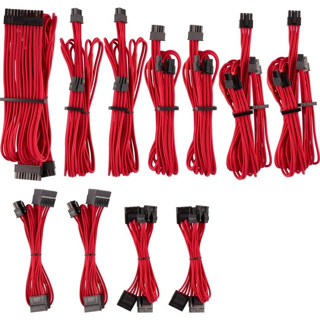 Bild von Corsair Premium individually sleeved pro kit (Type 4, Generation 4) - Stromkabelkit - Rot (CP-8920223)