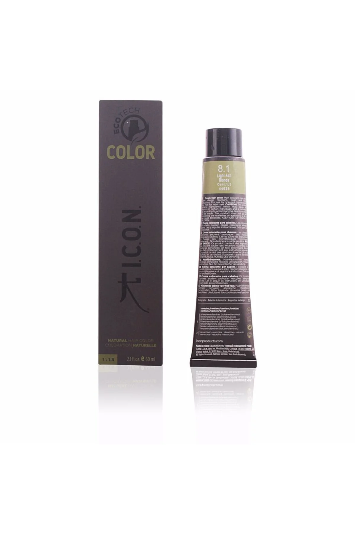 Bild von I.C.O.N., Haarfarbe, ECOTECH COLOR natural color #8.1 light ash blonde 60 ml (8.1)