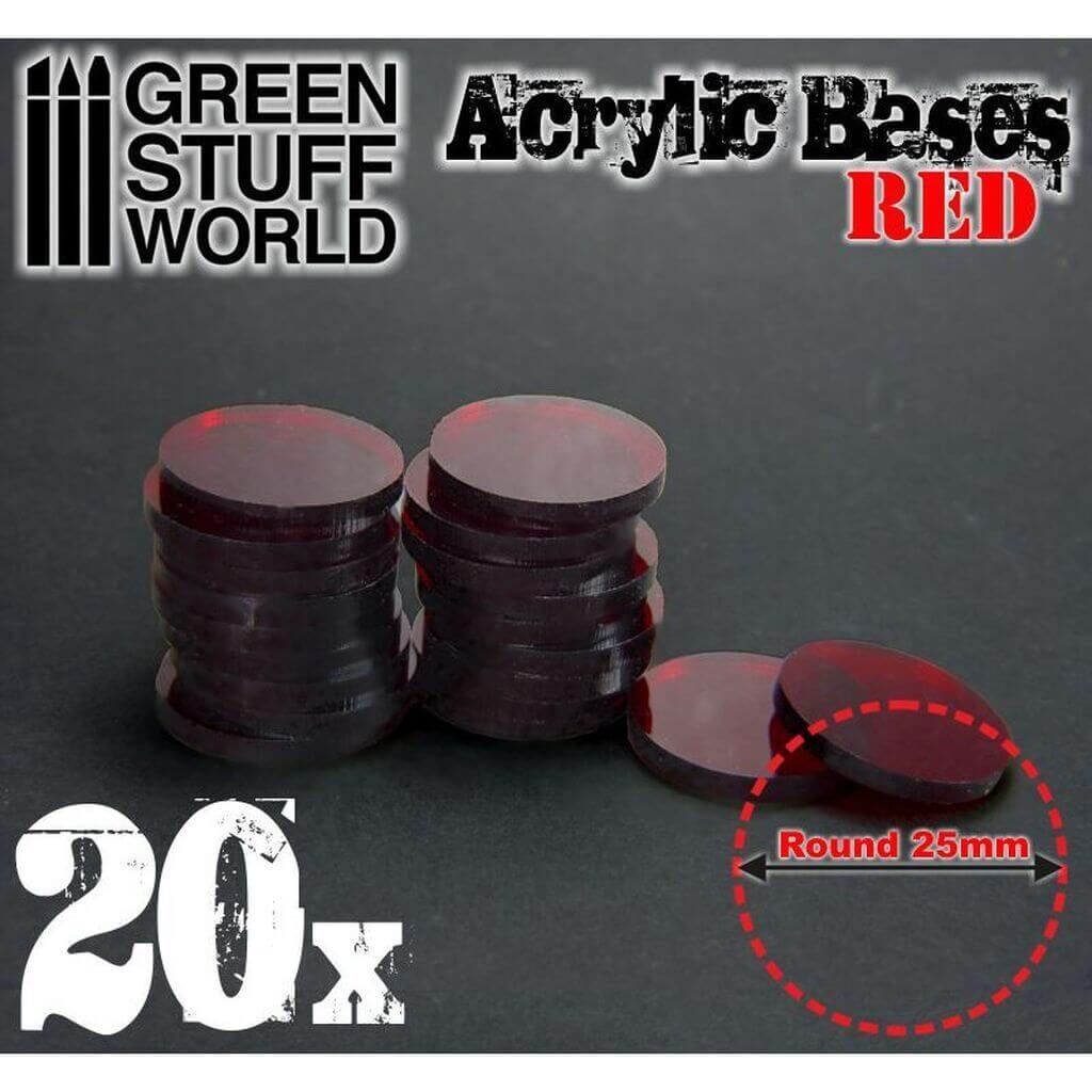 Bild von 25 mm runde und rot transparent Acryl Basen