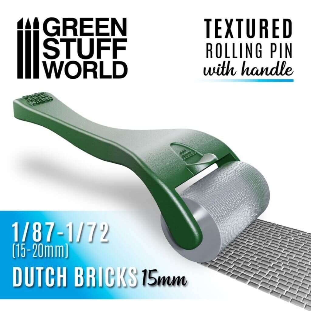 Bild von Green Stuff World Strukturwalze mit Griff Dutch Brinks 15mm Rolling Pin