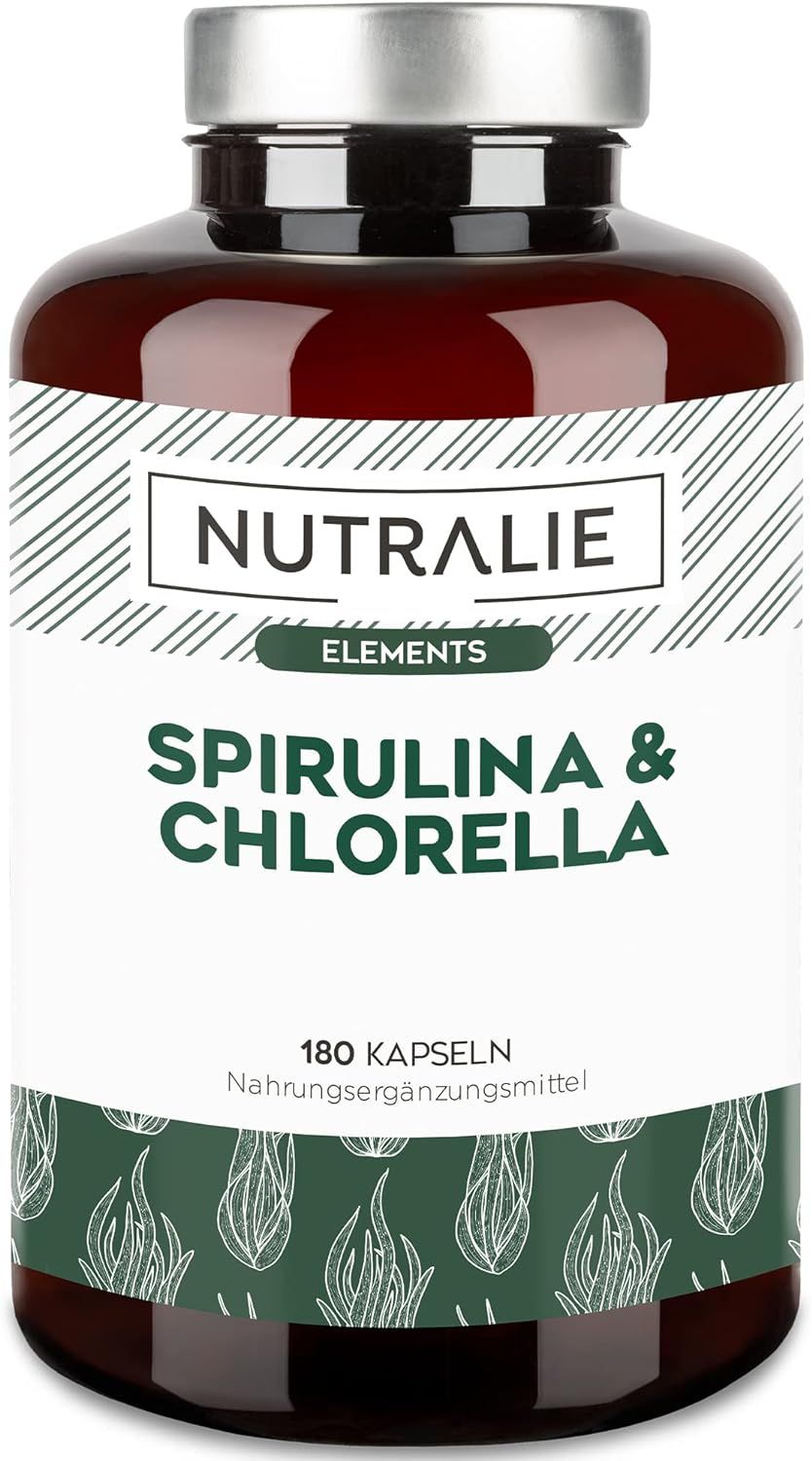 Bild von Spirulina und Chlorella 1800mg - Chlorella Spirulina Algen Kapseln - BIO-verfügbar - Laborgeprüft & ohne Zusätze - Hochdosiert - 180 Vegane Kapseln - Nutralie