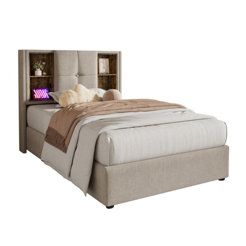 Bild von MODFU Polsterbett mit Lattenrost und Matratze – Stauraumbett im modernen Design