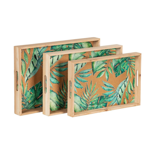 Bild von Elegantes Snacktablett aus Holz und Rattan