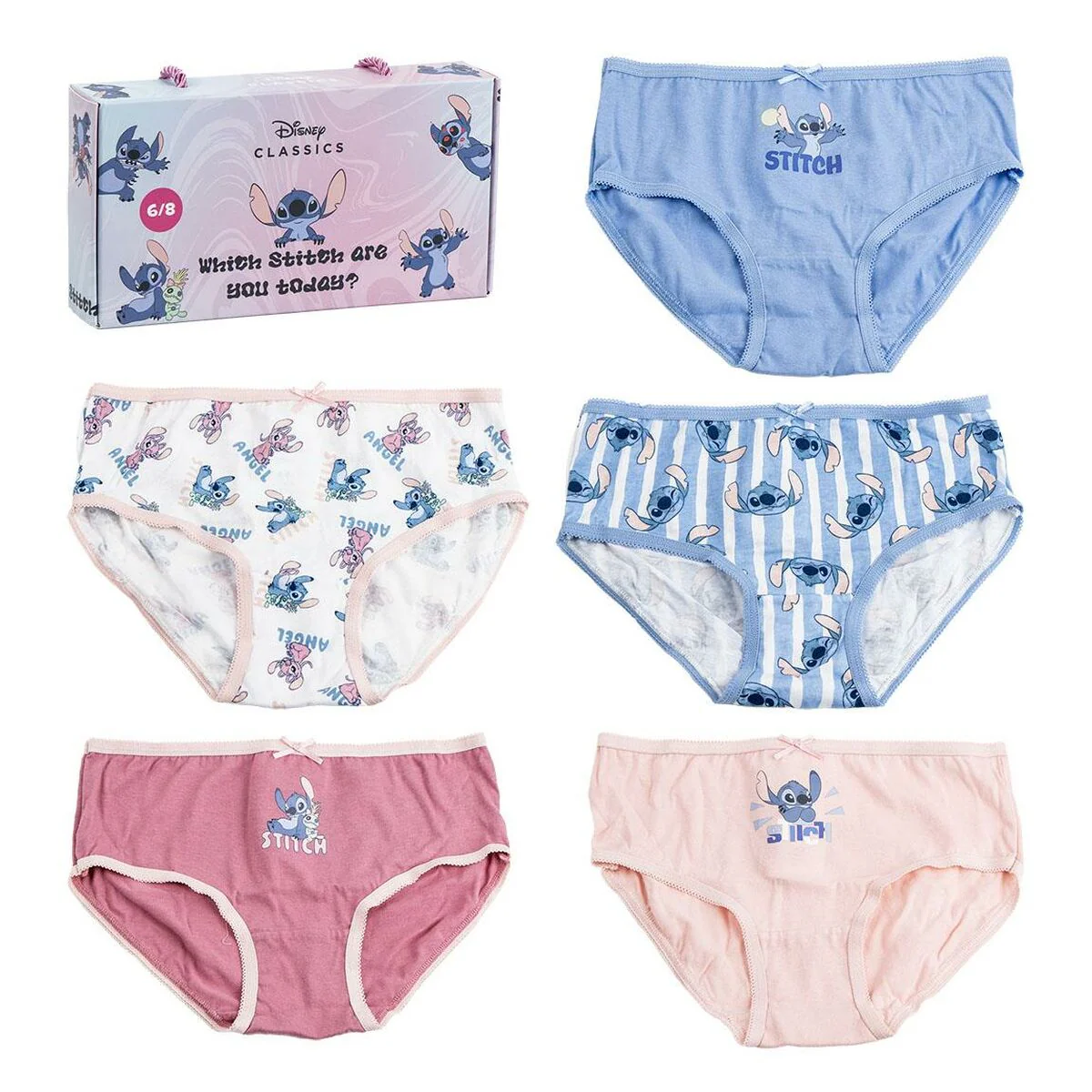 Bild von Disney, Mädchen, Unterhosen, Girl's Underwear Set 5 Pieces Stitch, Mehrfarbig, (6, 7)