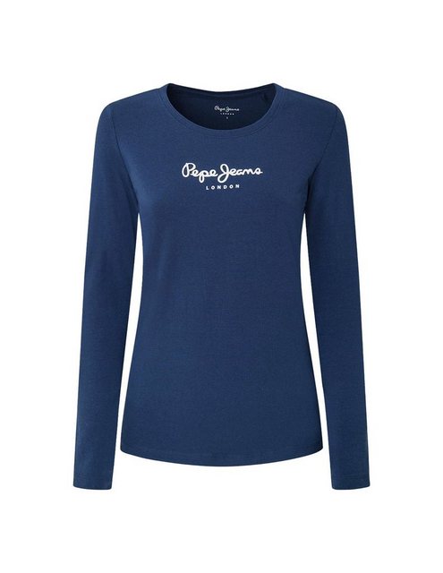 Bild von Pepe Jeans Langarmshirt, Rundhals, Logo-Print, für Damen, blau, L