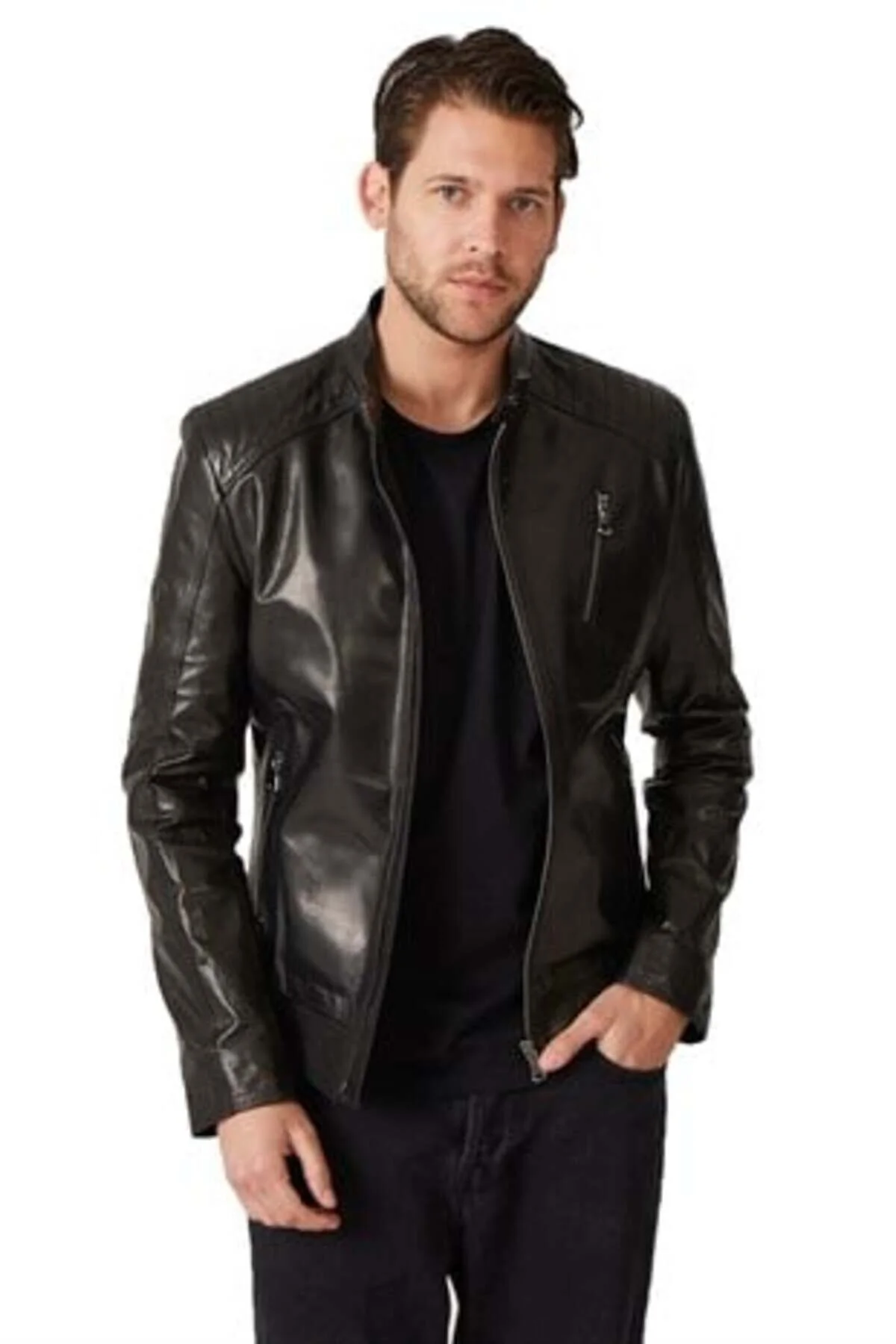 Bild von iKiGAi the city Schwarze Lederjacke für Herren - 48