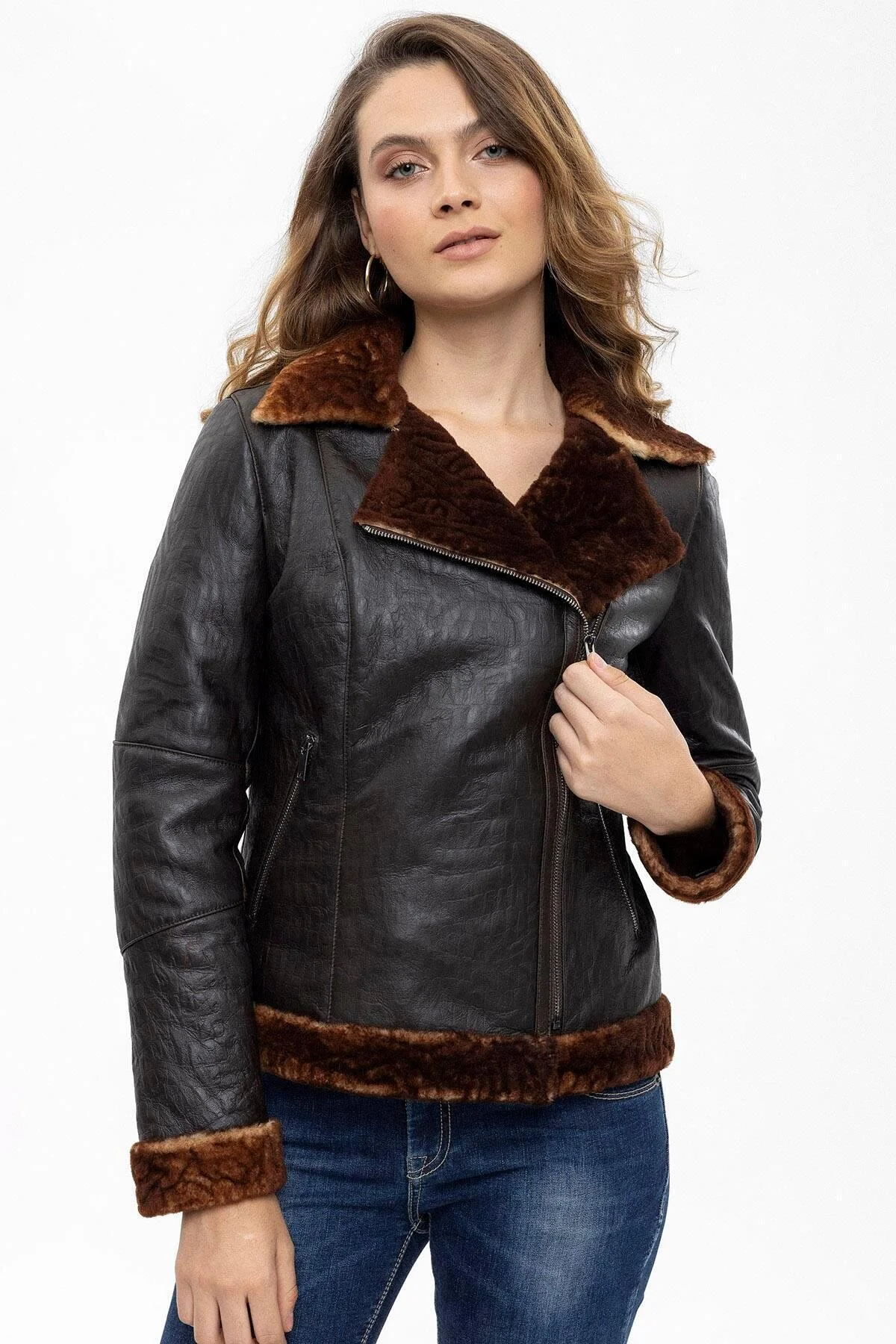 Bild von iKiGAi the city Braune Lederjacke für Damen - 38