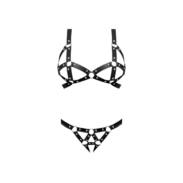 Bild von Concordia - Sexy Imitation Leather Bra and Panties with Studs - L/XL