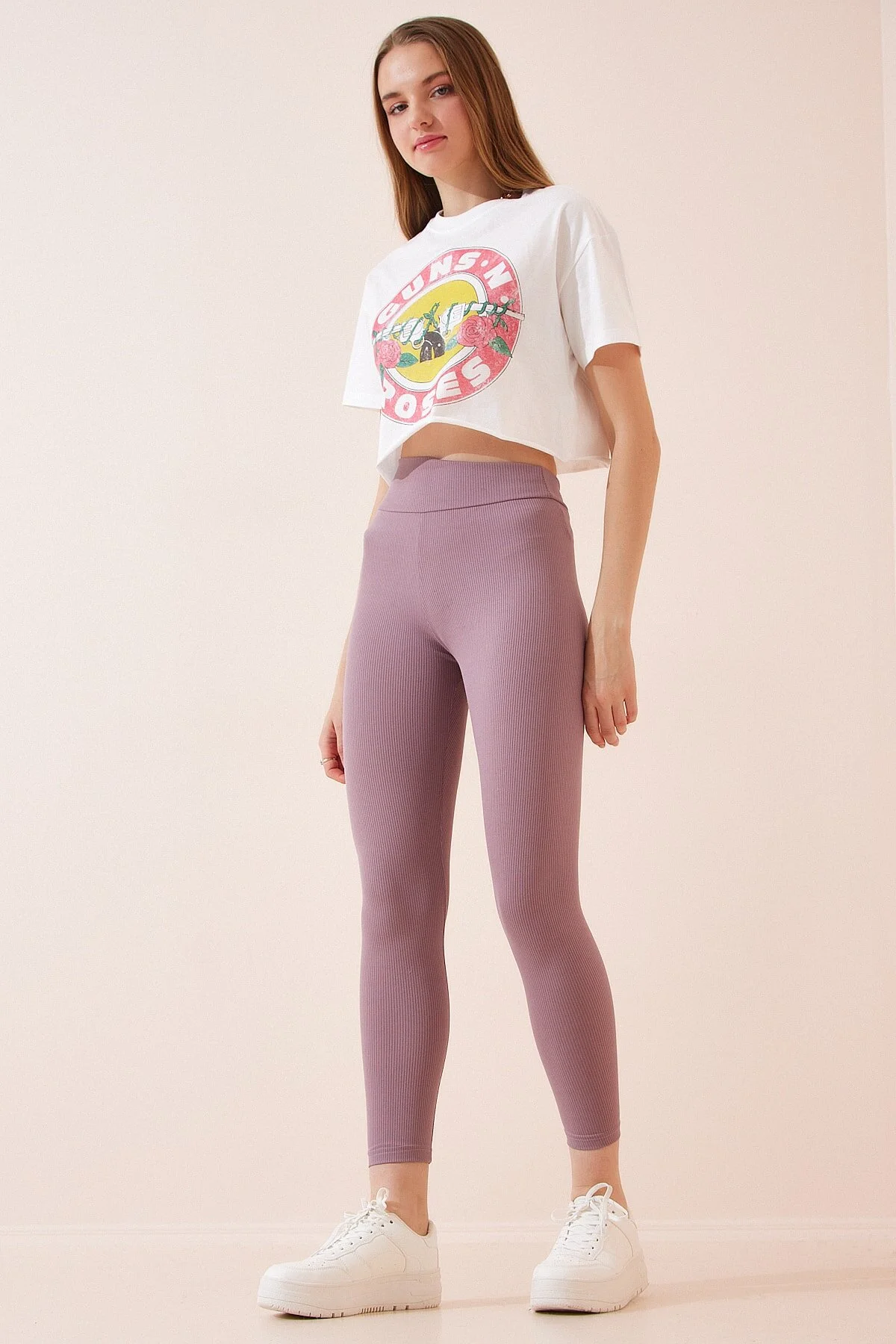 Bild von Happiness İstanbul Leggings Lila Hoher Bund für Damen - 40